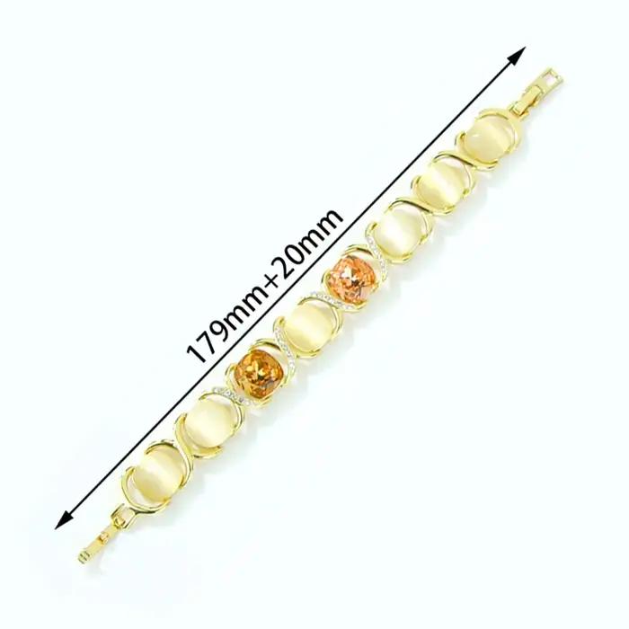 Ensemble de bijoux en cristal de mode de Dubaï, couleur or 14 carats, collier, bracelet et boucles d