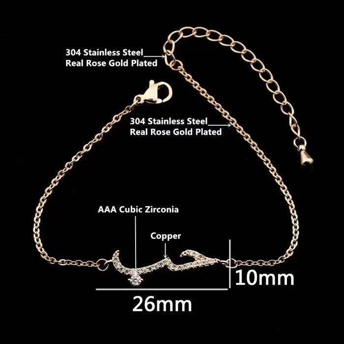 Bracelet d'amour arabe en zircone cubique pour femmes et hommes