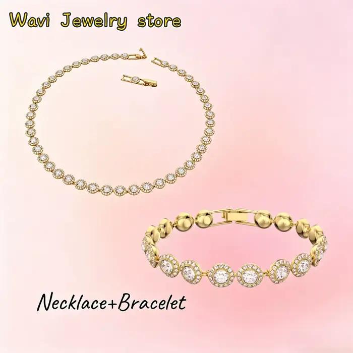Nouvelle collection 2026 : Parure de bijoux de luxe en cristal (collier, boucles d'oreilles, bracelet) – Cadeau idéal