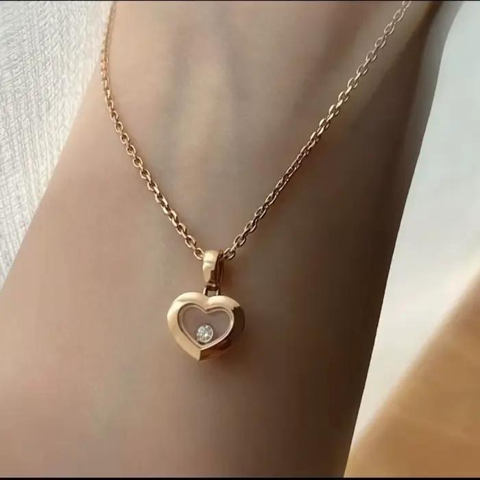 Collier classique 925 avec pendentif cœur exquis et pierre sauteuse joyeuse, ensemble pour femme, ca