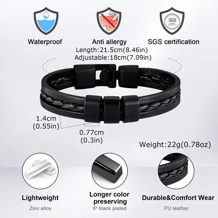 Bracelet en cuir PU avec noms personnalisés