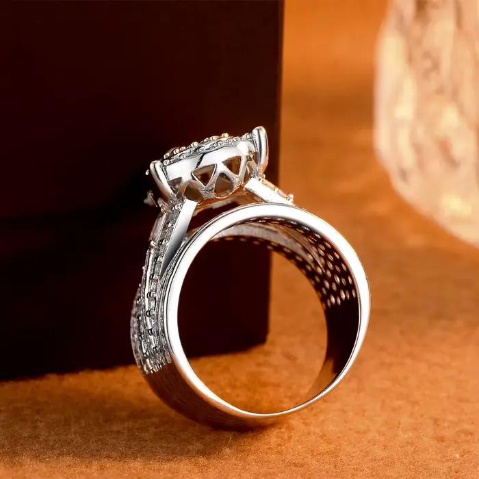 Bague de cocktail en zirconium sertie pour femmes engagement occasions spéciales elegant cadeau anniversaire