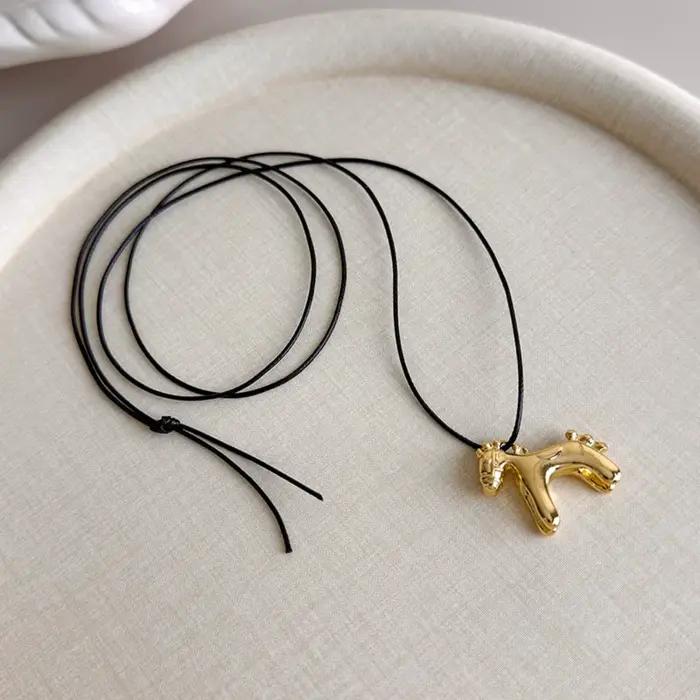 Collier Long avec pendentif cheval coloré pour femmes, chaîne de pull Simple et réglable, bijoux cad