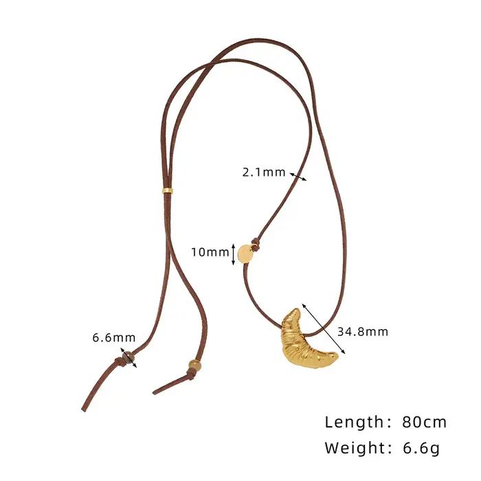 Amaiyllis minimaliste Croissant réglable longue chaîne de pull collier à la mode Faux daim corde collier pendentif bijoux