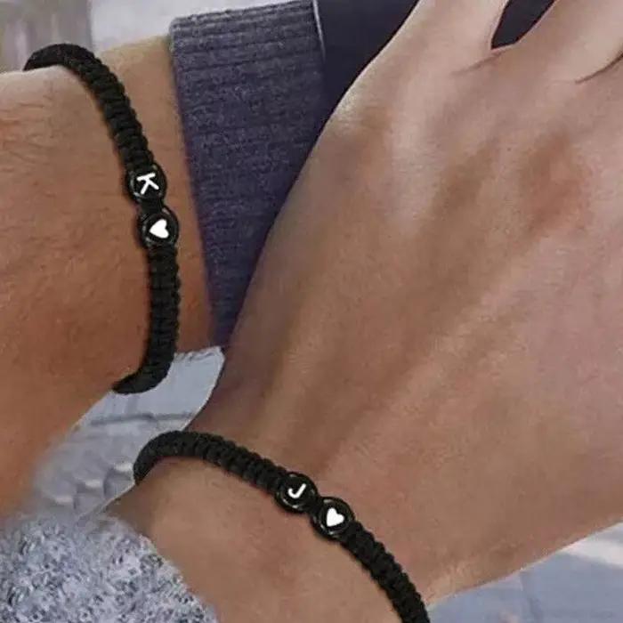 Bracelets tressés en forme de cœur avec initiales de 26 lettres, faits à la main, réglables avec nom de A-Z, pour femmes et hommes, bijoux d'amitié, cadeaux, nouvelle collection