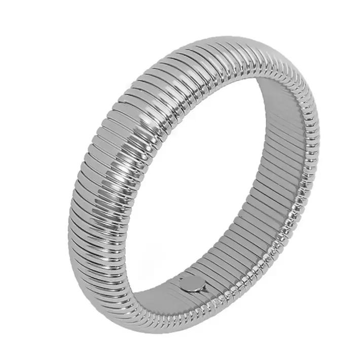 Bracelet en acier inoxydable imperméable plaqué or 18 carats unisexe pour hommes et femmes avec élasticité rétro et finition élégante pour toutes les occasions