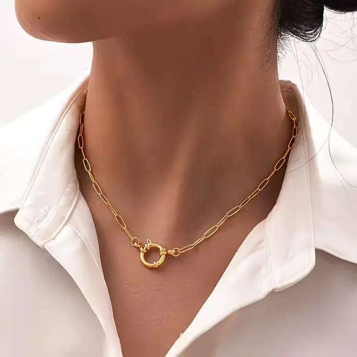 Collier ras-du-cou pour femme en acier inoxydable avec fermoir marin