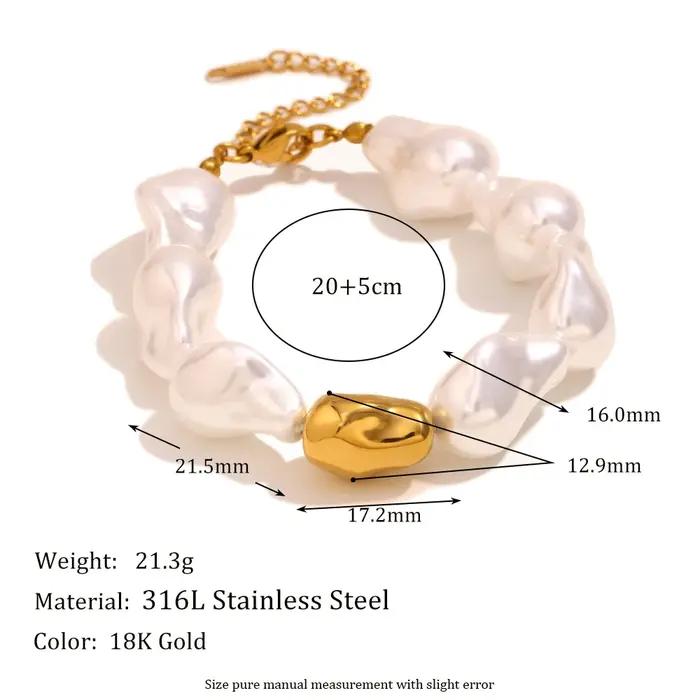 Ensemble de bijoux baroque élégants en acier inoxydable plaqué or 18 carats perles irrégulières pour femmes occasions sociales