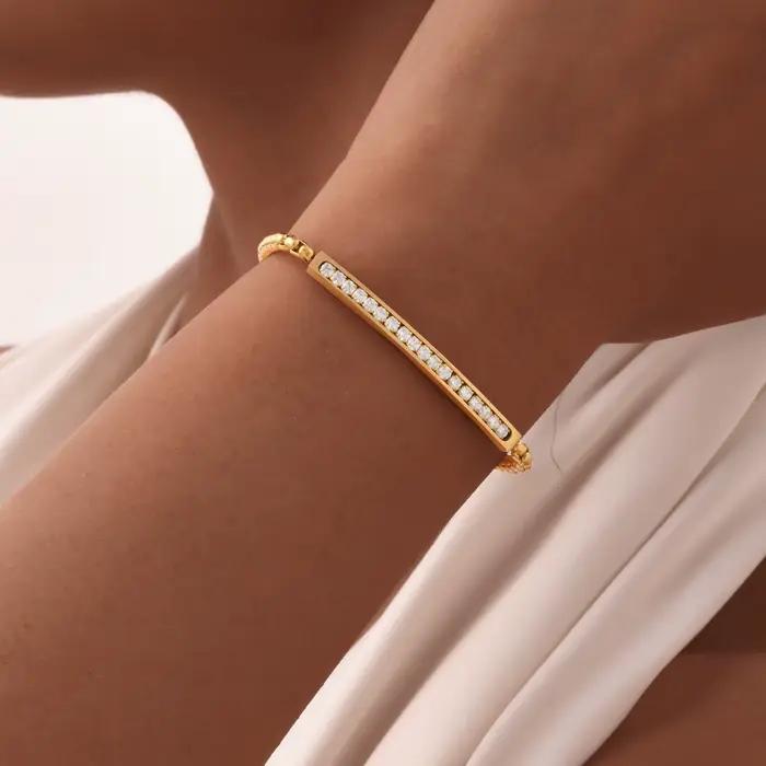 Bracelet en acier inoxydable à perles carrées et chaîne de maillons géométrique pour homme et femme