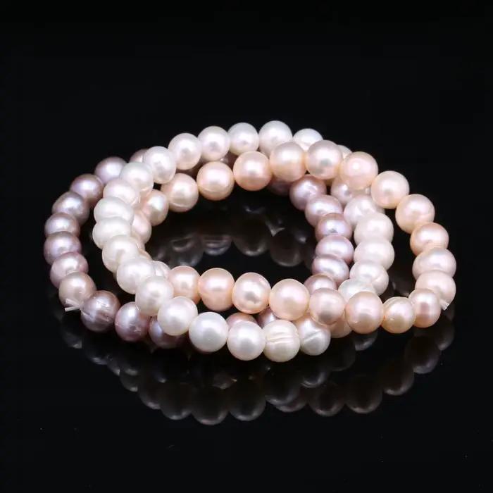 Bracelet de Perles d'Eau Douce pour Femme, Nouveaux Bijoux Fins, Cadeaux, 7-8mm