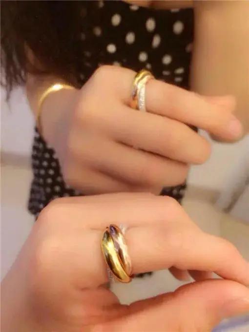 Triple cercles or/or Rose/argent bague trois couleurs bijoux de luxe couleur argent pavé CZ