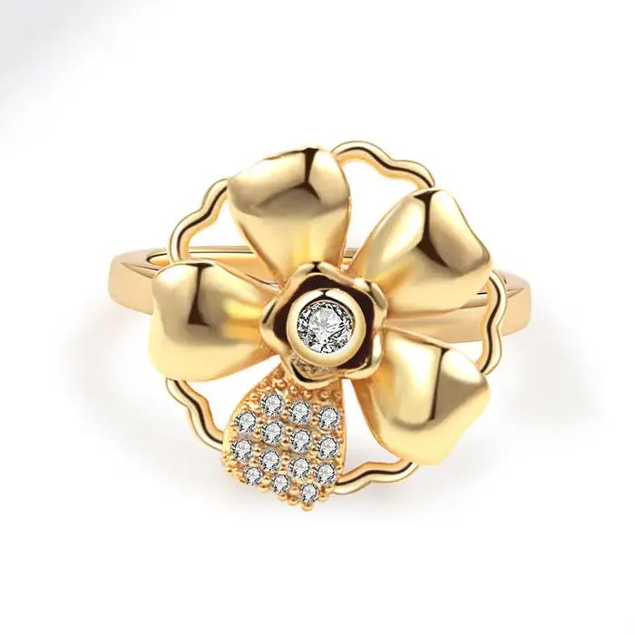 Anneau Anti-Stress et Anxiété pour Femmes Plante Fleurs Couleur Or Bague Déstressante Réglable Occasions Spéciales