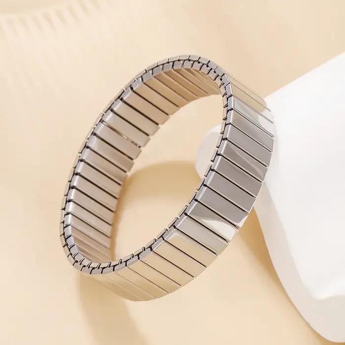Bracelets élastiques en acier inoxydable pour hommes et femmes