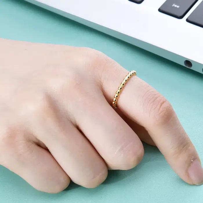 Anneau en acier inoxydable plaqué or 18 carats avec pierre principale colorée pour femmes tracker d'humeur et occasions spéciales