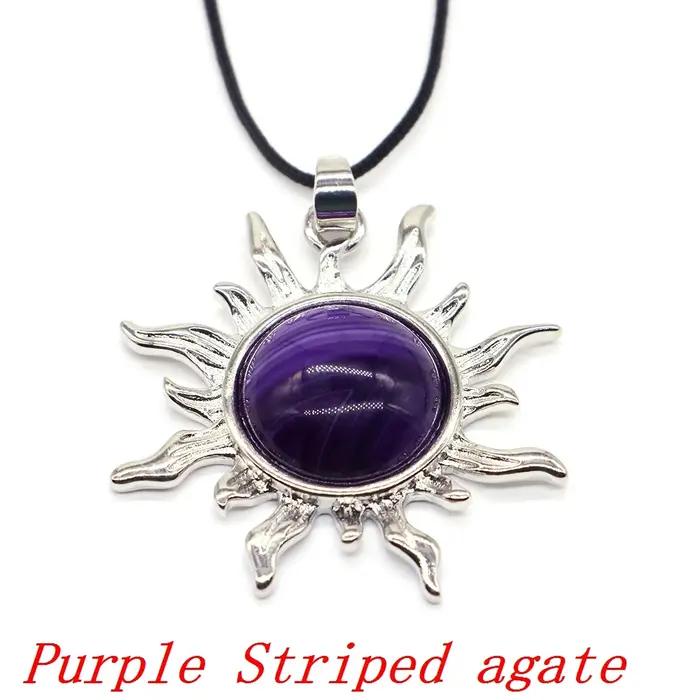 Pendentif Soleil en Alliage d'Argent Plaqué avec Pierre Naturelle de Quartz, Accessoires de Fabrication de Bijoux DIY, Collier Cadeau avec Pierre Soleil