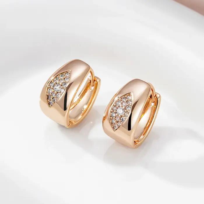 Boucles d'Oreilles promenales Naturelles en Or Rose pour Femme