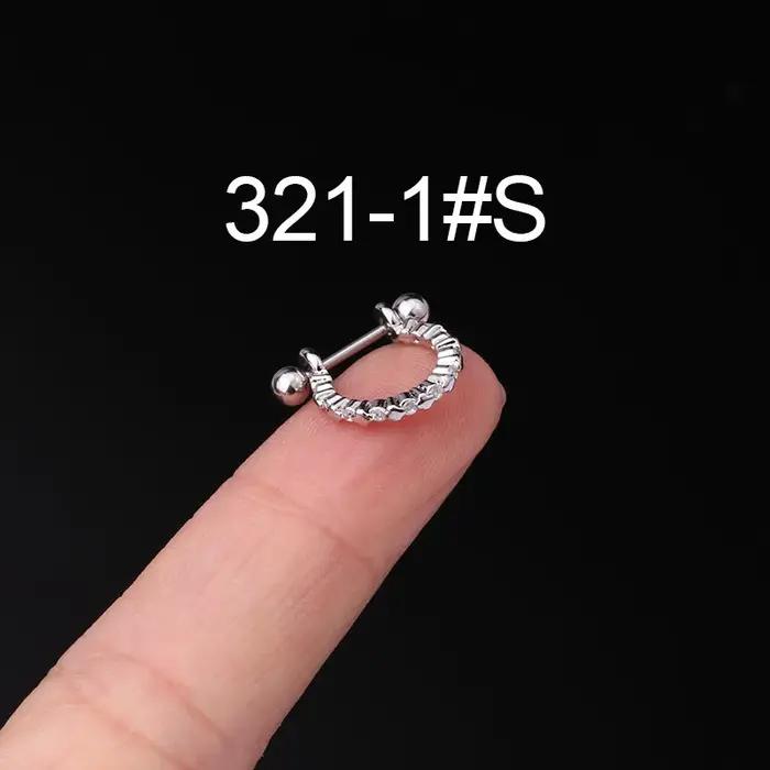 Boucles d'oreilles créoles en acier inoxydable chirurgical avec zircon cubique, dorées/argentées, po