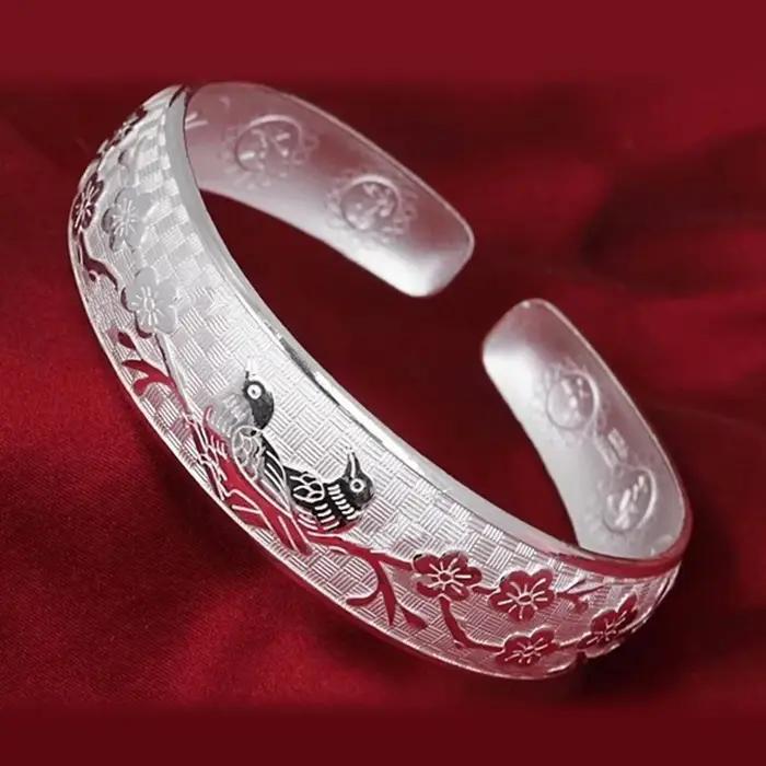 Bracelet en argent Sterling 925 rétro tissé à la main pour femmes et hommes avec zirconium blanc pour soirées et mariages
