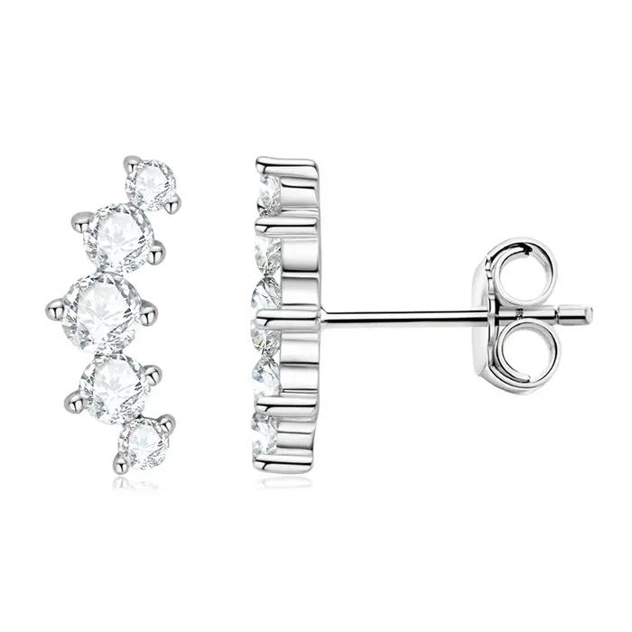 IOGOU D couleur Moissanite bijoux plaqué or jaune boucles d'oreilles sur chenilles pour femmes 925 argent