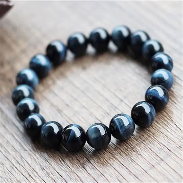 Bracelet de Perles Rondes en Œil de Tigre Naturel, Bijoux en Pierres Précieuses, 10mm, pour Femme et Homme, Livraison Directe, Uto AAA