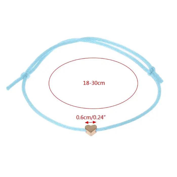 Bracelet à breloques cœur en cordon de coton et alliage protecteur pour homme et femme