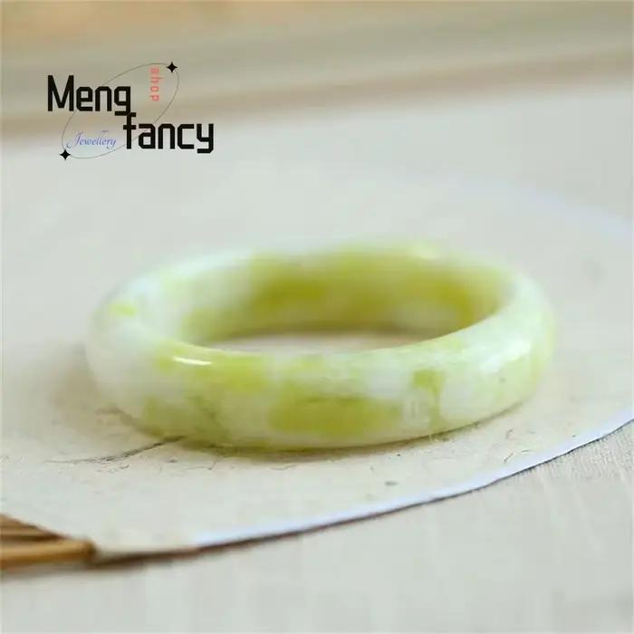 Bracelet en jade naturel Lantian avec fleur flottante, simple, élégant, exquis, de qualité supérieure, bijoux fins de luxe, cadeau de vacances