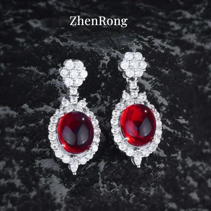 Nouvel ensemble luxueux de bijoux en rubis et zircon AAAA