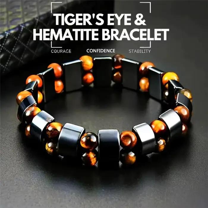 Bracelets en pierre œil de tigre et hématite magnétique pour hommes et femmes, pour attirer l'abondance spirituelle, l'argent et la richesse, bijoux porte-bonheur