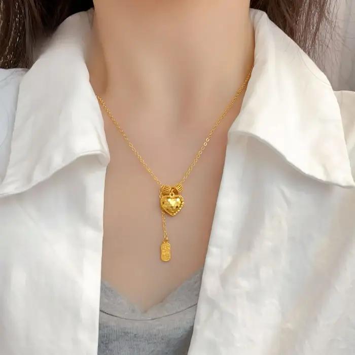 Collier pendentif en forme de cœur en or 18 carats pour femmes