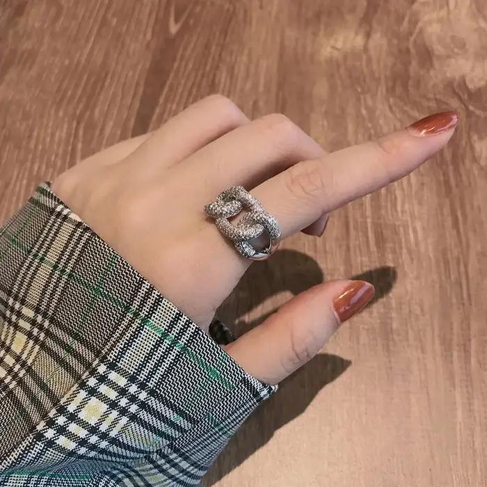Infinity Zircon bague couleur argent fête mariage