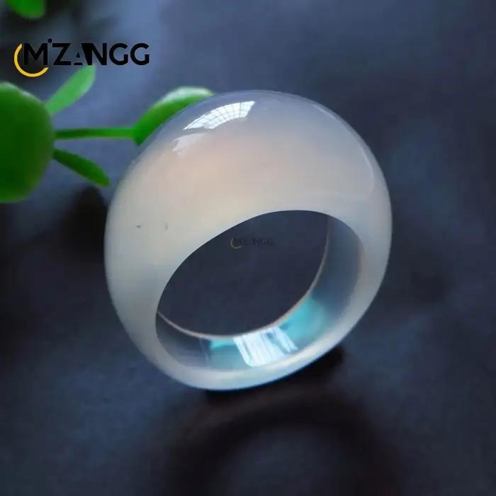 Bague en Agate naturelle et calcédoine pour hommes et femmes