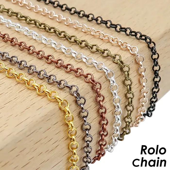20 Pièces Rolo Chaîne Collier pour Femmes En Gros Or Couleur Bronze Cuivre Noir Argent Plaqué