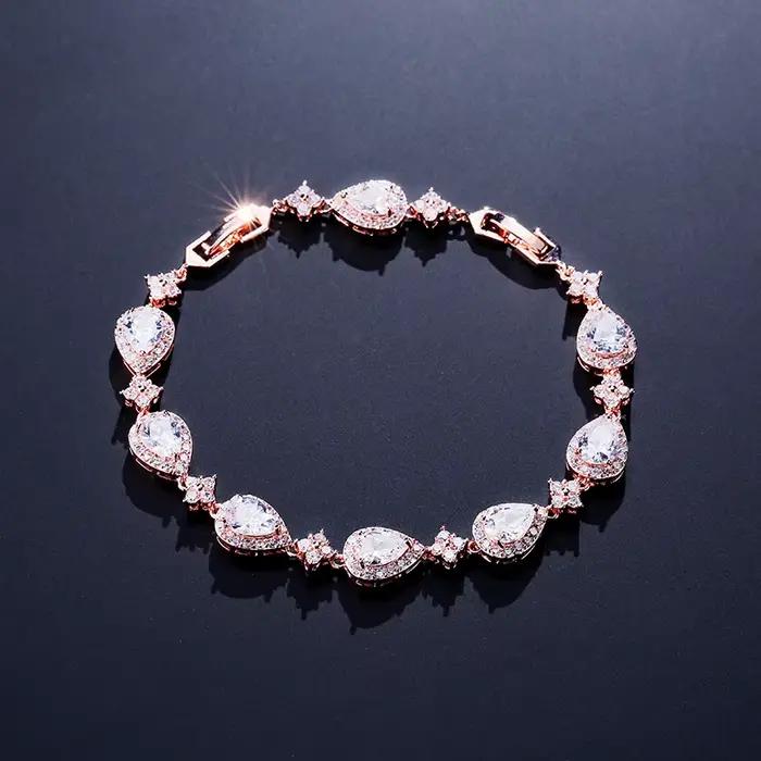 ZAKOL classique géométrique goutte d'eau CZ Bracelet pour femmes mariée magnifique Buling Zircon fête de mariage bijoux