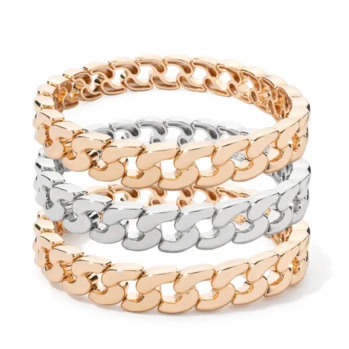 Bracelet de chaîne à maillons de couleur or pour femmes
