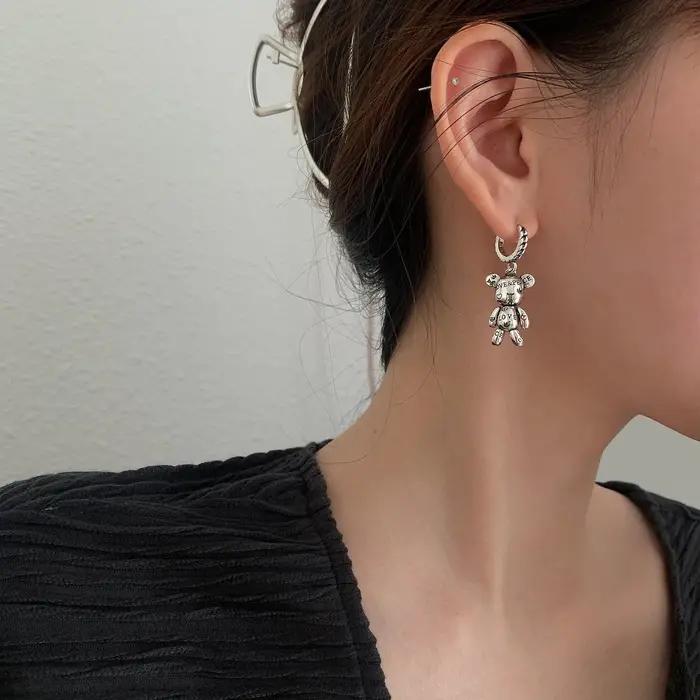 Boucles d'oreilles ours en argent Sterling 925