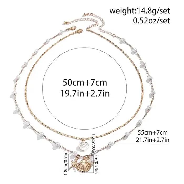 Collier en or pour femmes, couche de coquillage de mer, style Boho, été, coquillage, plage, étoile de mer, perle, surfeur, bijoux, tenues de vacances, cadeaux