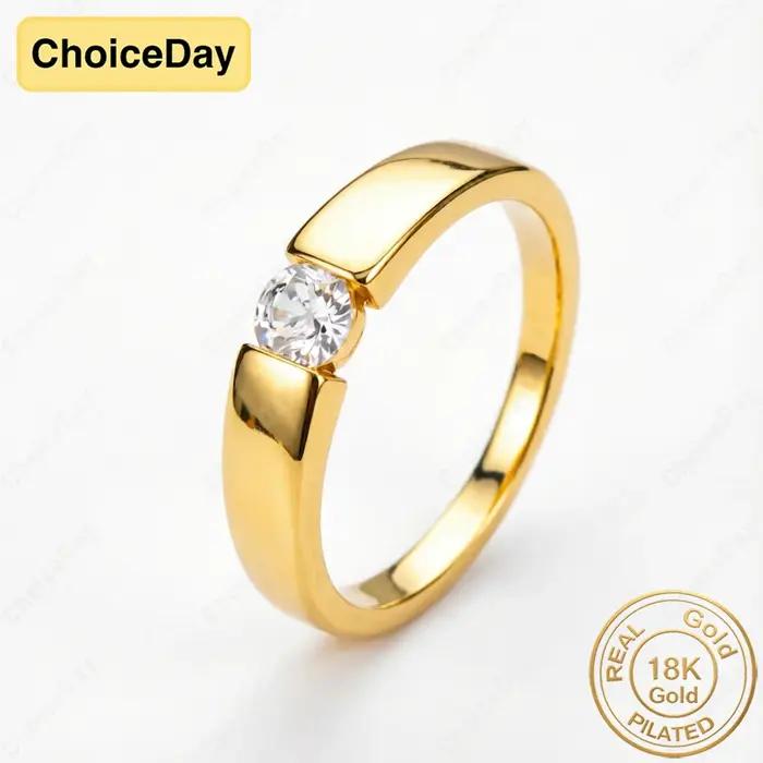Bague en Zirconium à une seule griffe plaquée or 18 carats