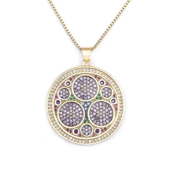Nidin BLORound-Collier à breloques plaquées or, étiquette en métal de style bohème, conception d'incrustation, artisanat de bijoux à bricoler soi-même, cadeau de fête