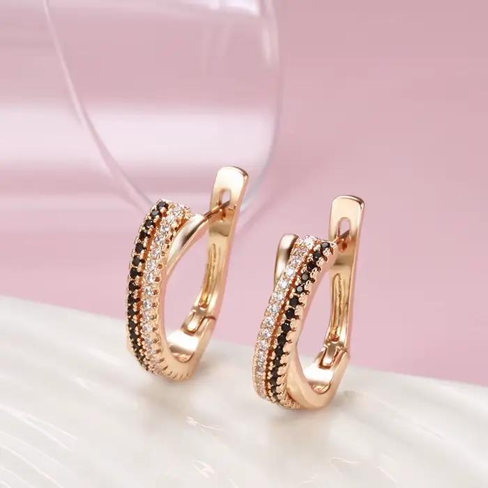 Boucle d'oreille en or véritable 14 carats pour femmes