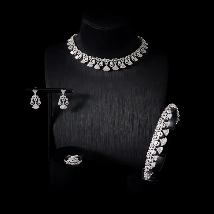 INJEWELIFE Ensemble de colliers ras du cou pour femmes, bijoux en zircon cubique, accessoire de fête