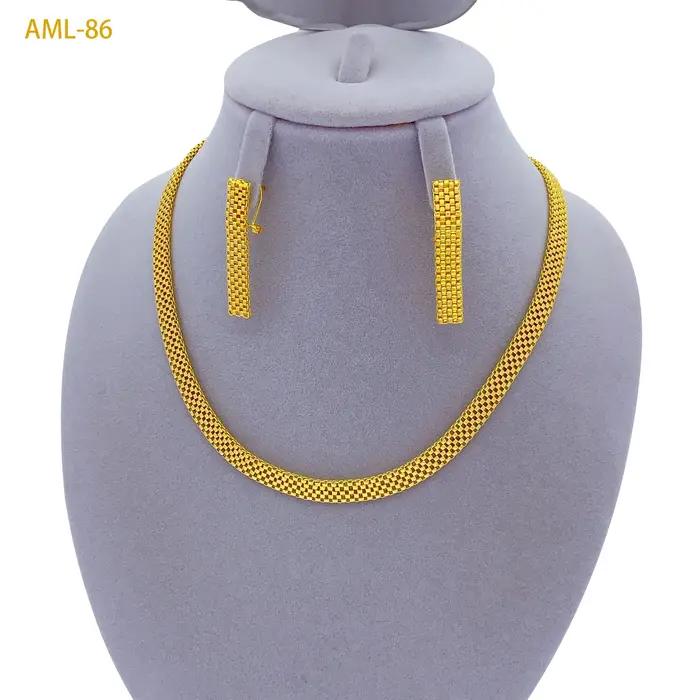 Ensemble de bijoux éthiopiens de luxe pour femmes, colliers et boucles d'oreilles bohémiens en or 24 carats pour mariage occasions spéciales