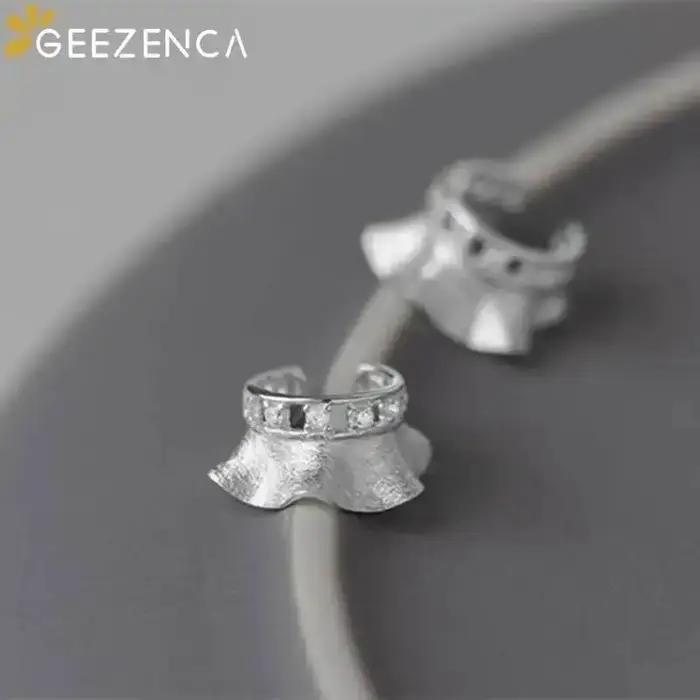 Boucle d'oreille clip à volants en argent S925 pour femme