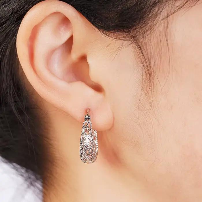 Huitan – boucles d'oreilles créoles au Design ajouré pour femme