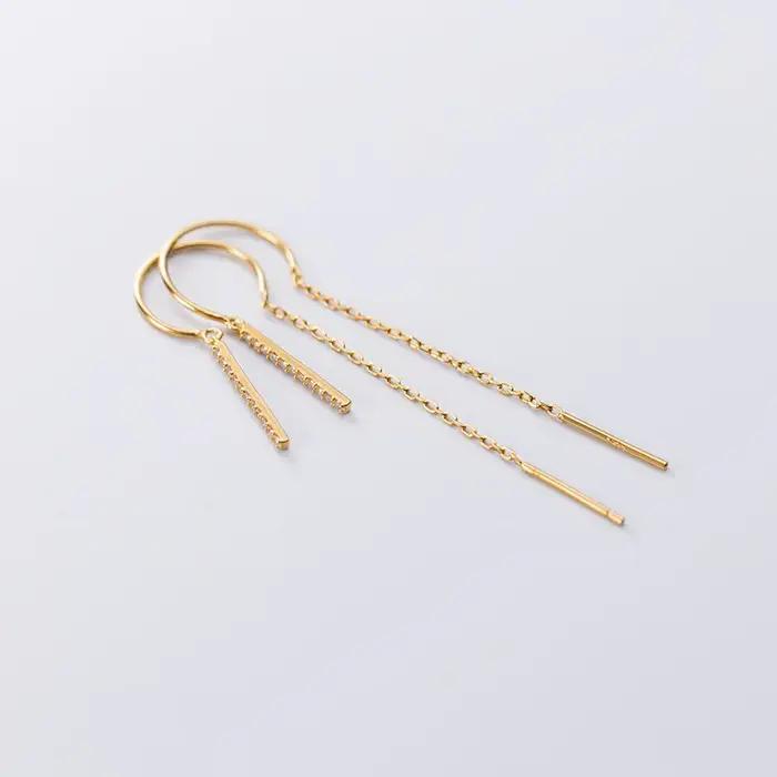 Boucles d'oreilles pendantes minimalistes en argent 925 La Monada pour femmes, design géométrique, bijoux élégants et sophistiqués, occasions spéciales