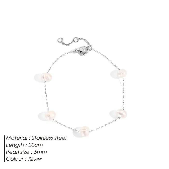 Bracelet minimaliste en perles d'eau douce naturelles pour femmes, élégant, plaqué or 14 carats, cha