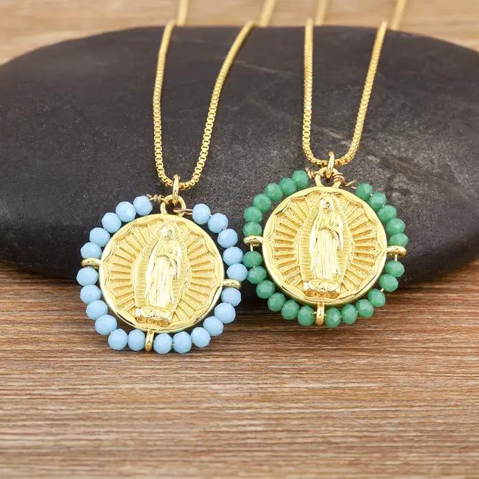 Nidin-Collier pendentif vintage pour hommes et femmes, perles pavées de portrait, nouveaux instituts ChimRound, Joaillerie, 03, fête, beaux cadeaux