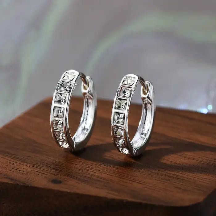 Boucles d'oreilles en argent Sterling 925 et Zircon brillant pour femmes