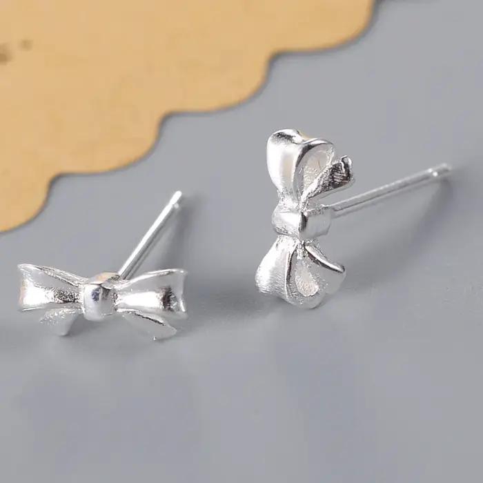 Boucles d'oreilles à nœud papillon en argent Sterling 100%, bijoux à la mode pour femmes et filles,