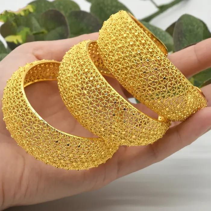 ANIID Dubai bijoux manchette bracelet cadeaux de fête de mariage femmes arabes Bracelets porte-bonheur indien 24K