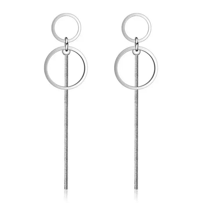 ANENJERY – boucle d'oreille longue couleur argent